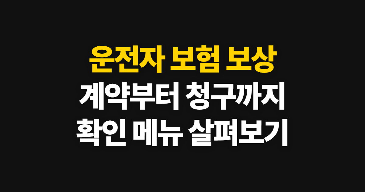 운전자 보험 보상 교통사고 보상범위와 확인 절차