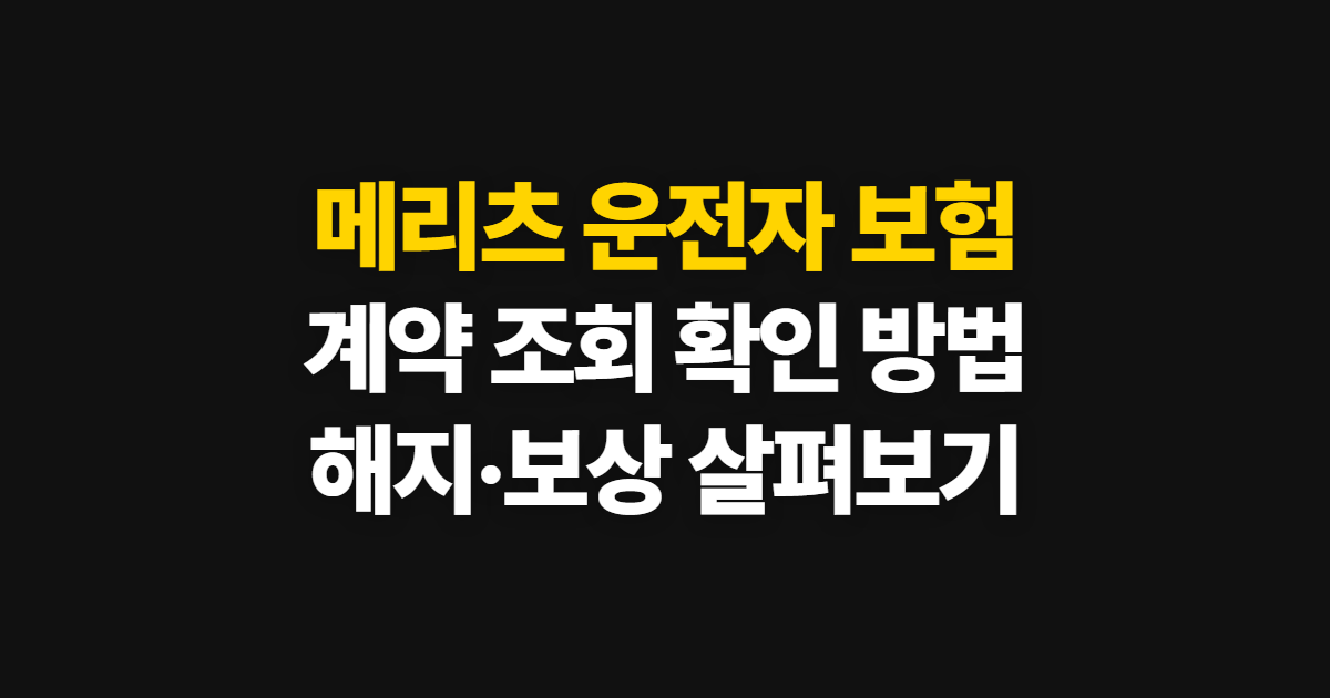 메리츠 운전자 보험 해지·보상 조회 방법과 확인 절차