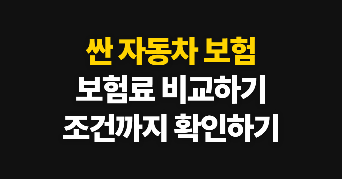 싼 자동차 보험 보험료 비교와 견적 확인 방법
