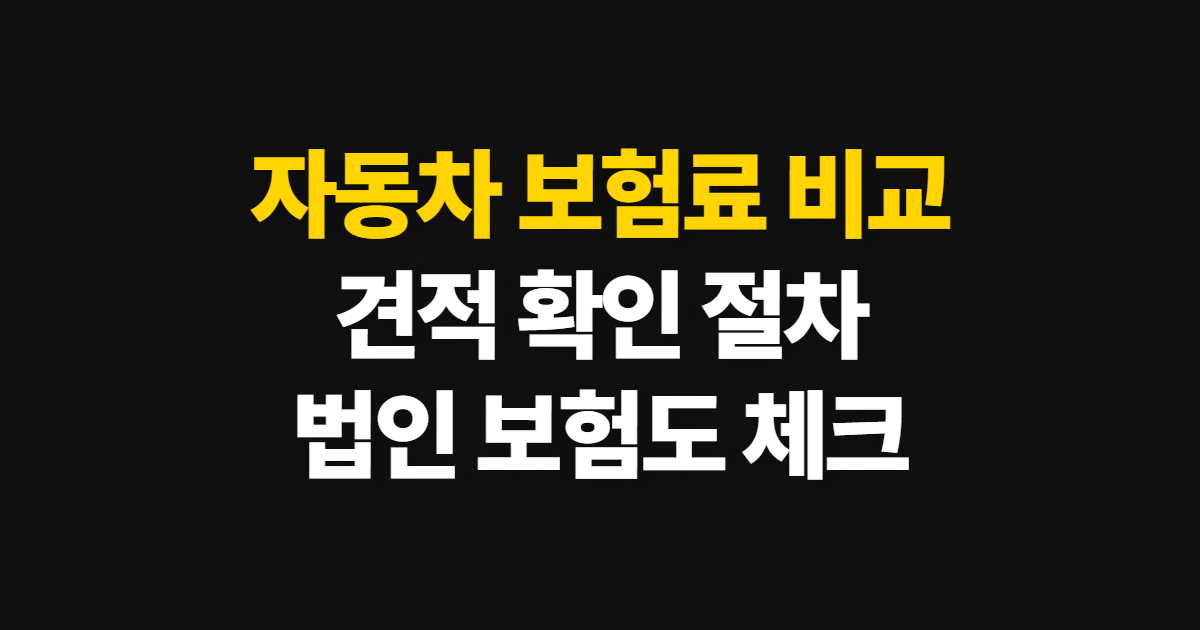 자동차 보험료 비교 견적 사이트, 개인·법인 보험 확인 절차