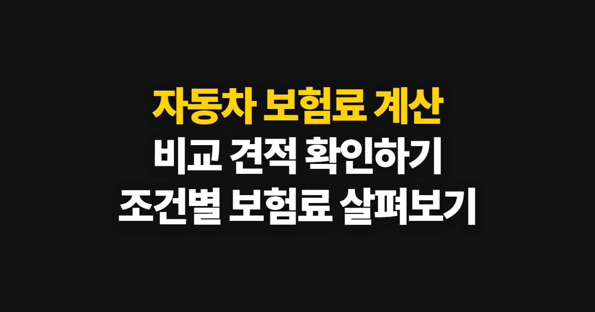 자동차 보험료 계산 비교 견적, 내 조건으로 확인하는 방법