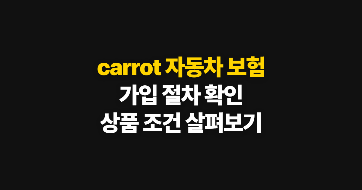 carrot 자동차 보험, 가입 방법과 상품 확인 절차