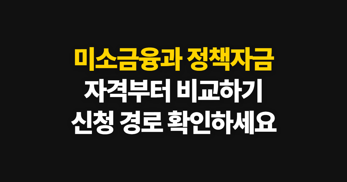 미소금융과 소상공인 정책자금 차이 비교, 자격과 신청 경로 고르는 기준