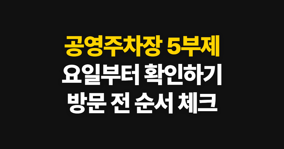 공영주차장 5부제, 적용 여부와 주차 전 확인 순서