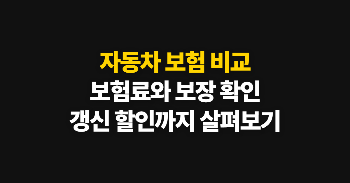 자동차 보험, 보험료 비교와 갱신·보장 확인 방법