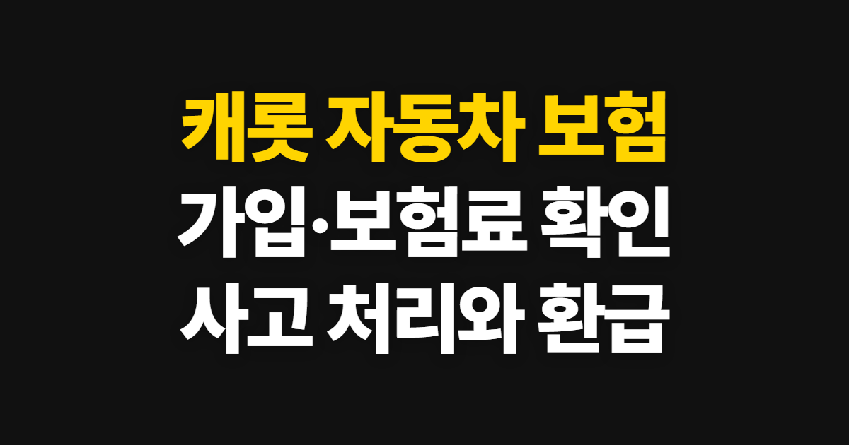 캐롯 자동차 보험, 가입 방법과 보험료·보장 확인하기