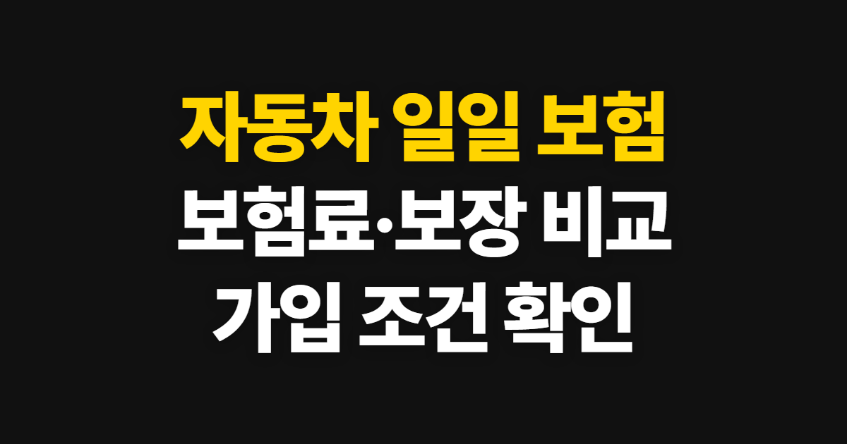 자동차 일일 보험, 가입 순서와 보험료·보장 확인법