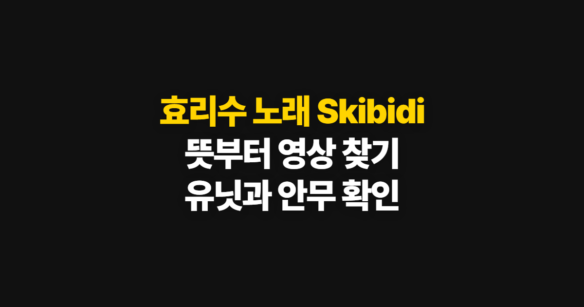 효리수 노래 Skibidi 뜻과 밈 유래, 장르와 확인 순서