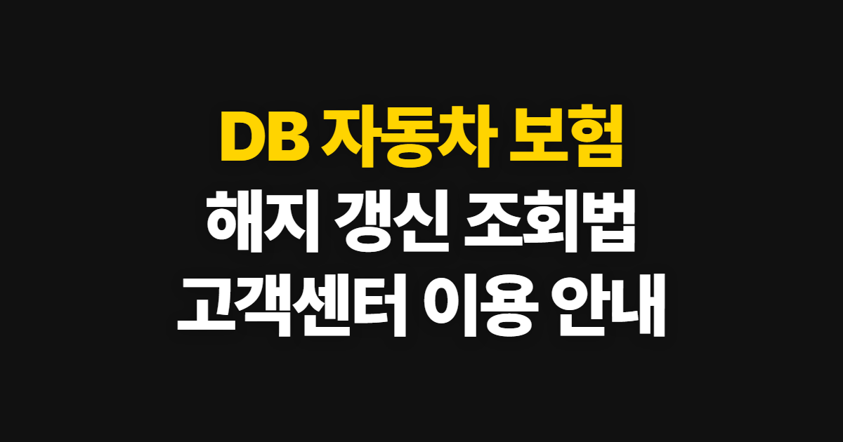 DB 자동차 보험, 해지·갱신·조회와 고객센터 이용 방법