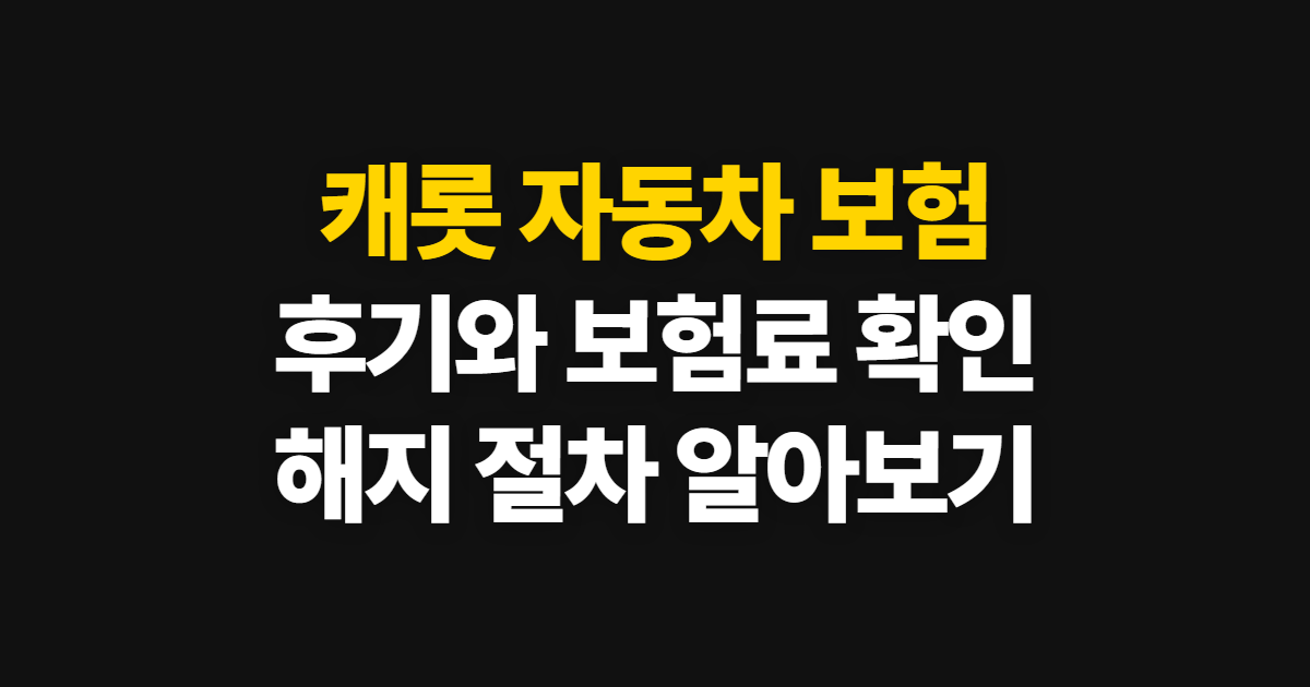 캐롯 자동차 보험 롯데캐롯 후기, 가입·보험료·해지 확인법