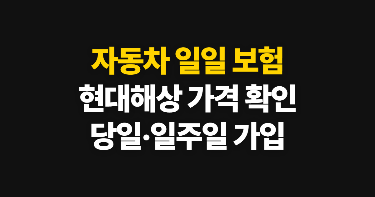 자동차 일일 보험, 현대해상 가격과 당일·일주일 가입 방법
