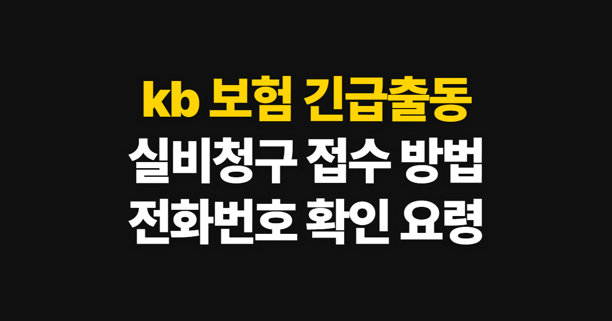 kb 보험 긴급출동·청구·실비청구, 접수 방법과 전화번호 확인