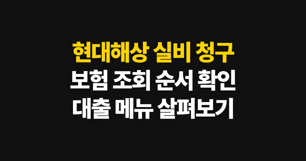 현대해상 실비 청구 보험 조회, 고객센터와 대출 확인 순서