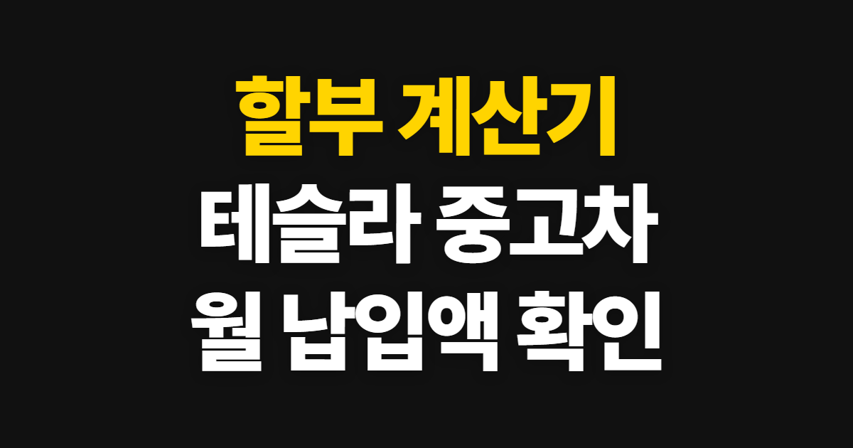 할부 계산기 테슬라 중고자동차 신용카드, 월 납입금 확인 순서