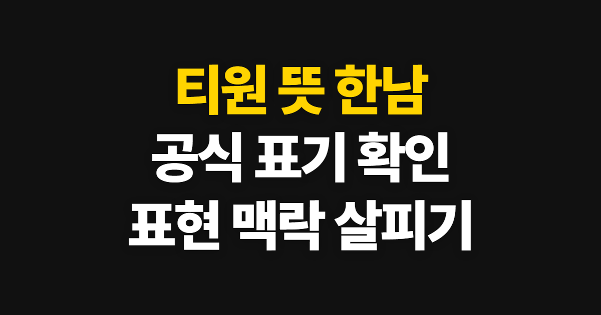 티원 뜻 한남 방법, 공식 정보와 표현 맥락을 확인하는 순서