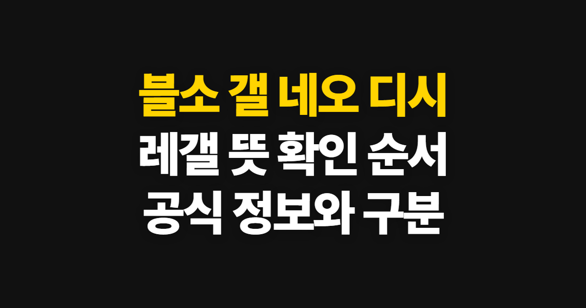 블소 갤 네오 디시 레갤 뜻, 용어를 구분하는 방법