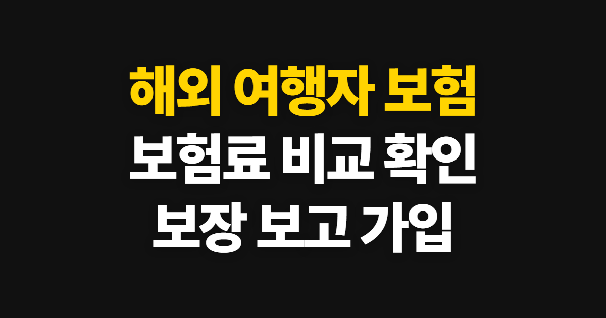 해외 여행자 보험, 가격비교 사이트에서 보험료 확인하고 가입하는 법