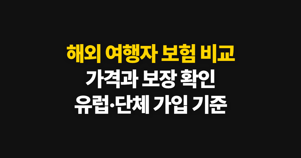 해외 여행자 보험 비교, 가격·가입 사이트와 유럽·단체 기준