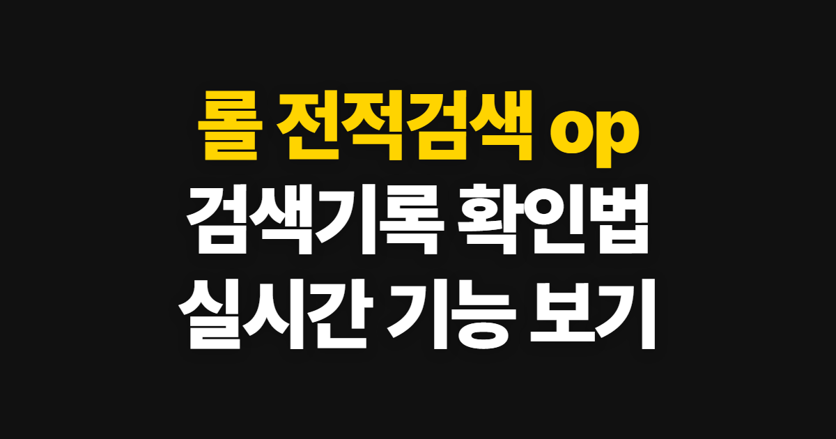 롤 전적검색 op, 검색기록·실시간 확인과 녹화·알림 방법