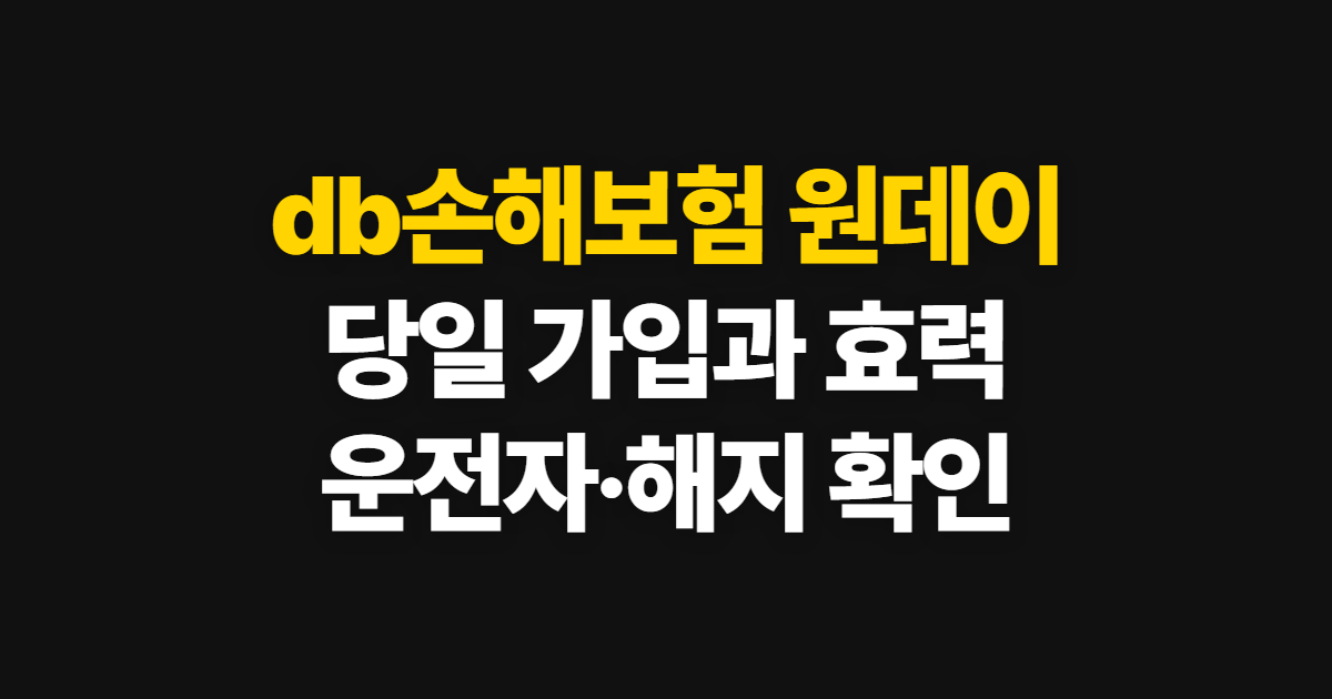 db손해보험 원데이, 운전자보험 가입·당일 효력과 해지 방법