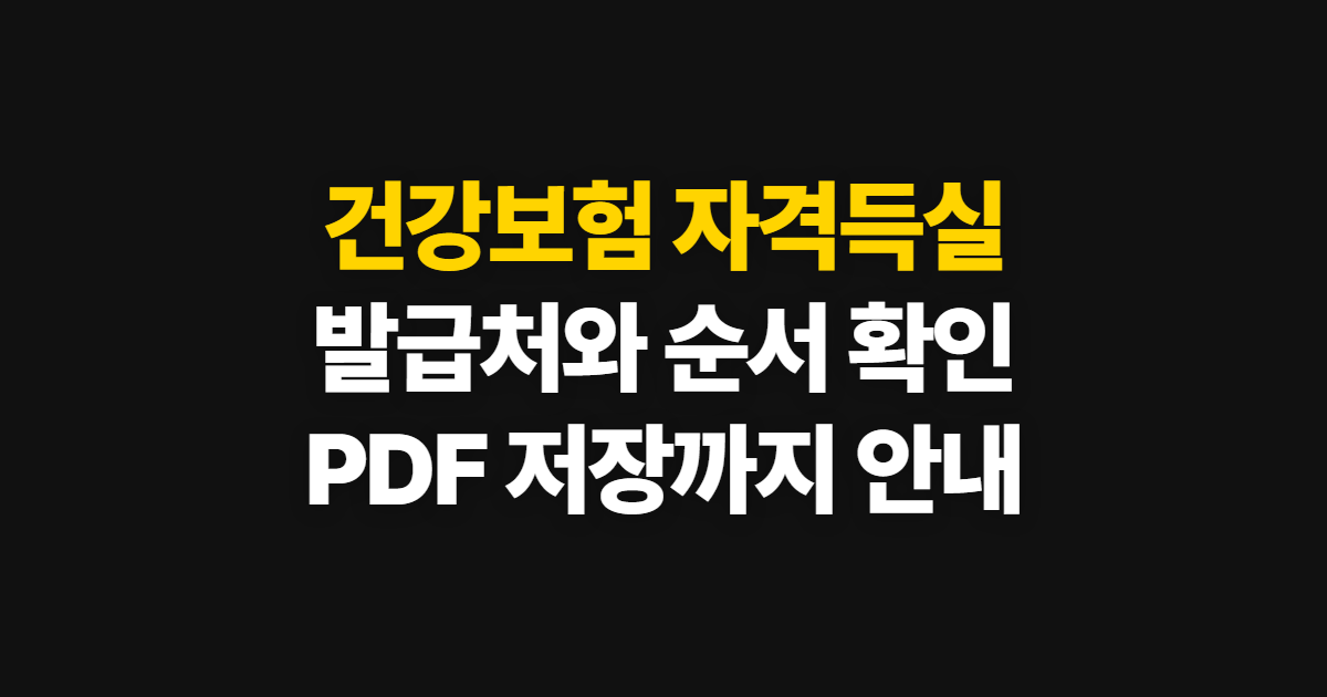 건강보험 자격득실 확인, 발급 경로와 PDF 저장 순서