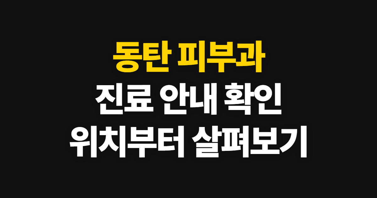 동탄 피부과, 호수 공원 인근 진료 안내 확인 순서