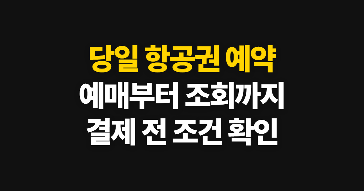 당일 항공권 예약 방법, 예매 사이트부터 조회까지 진행 순서