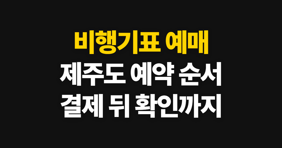 비행기표 예매 싸게 하는 법, 제주도 예약과 확인 순서