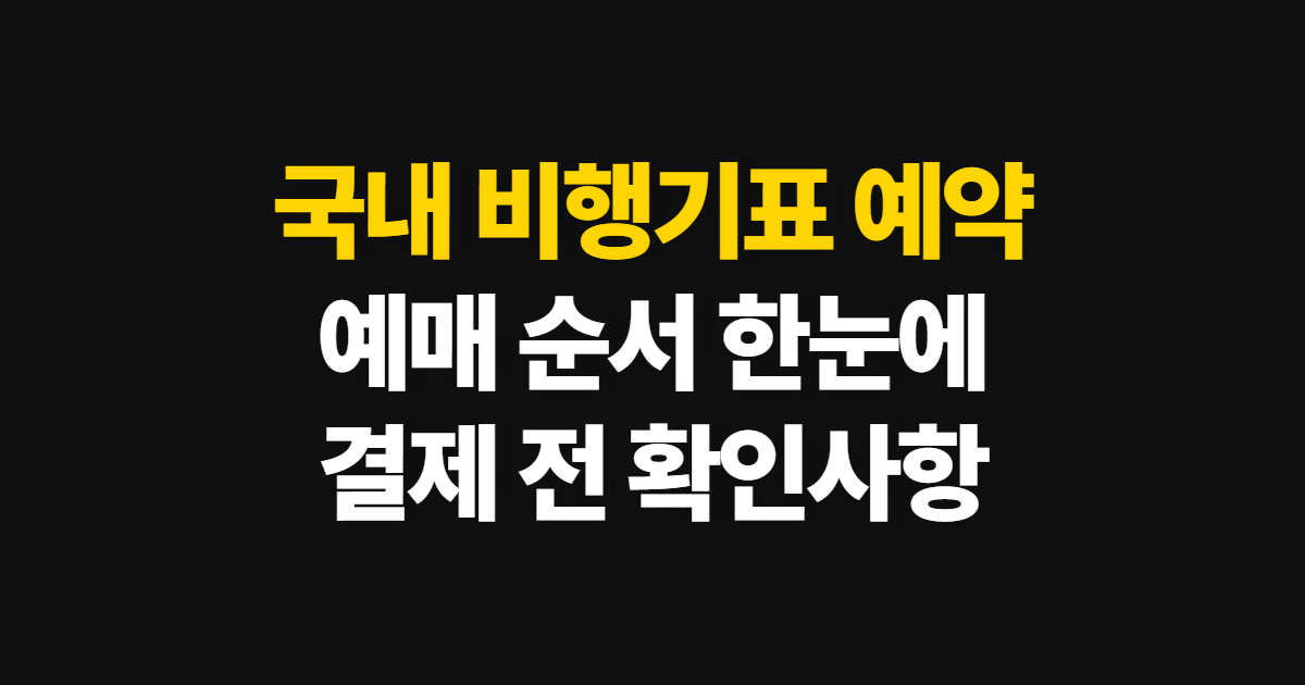 국내 비행기표 예약, 출발부터 결제까지 예매 순서