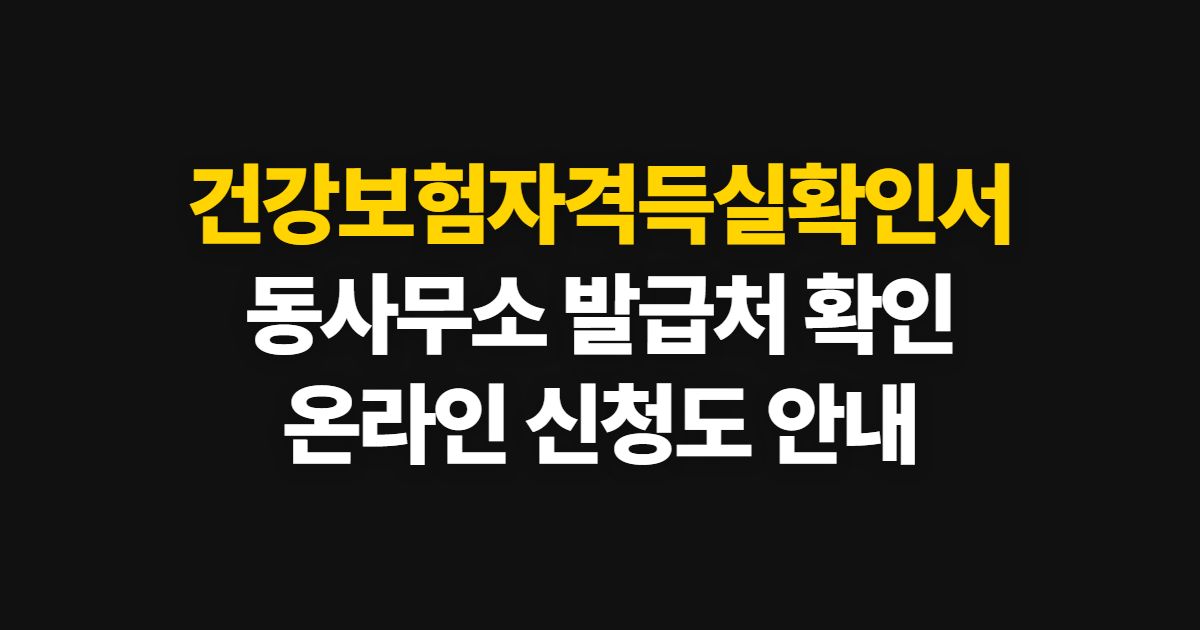 건강보험자격득실확인서 발급방법, 동사무소 발급처와 준비 사항