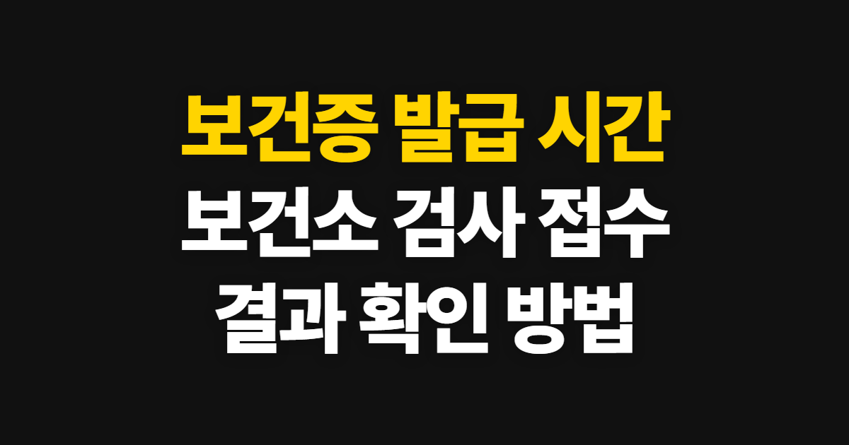 보건증 발급 시간, 보건소 검사와 결과 확인 방법