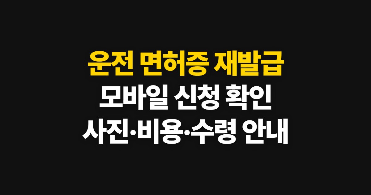 운전 면허증 재발급, 모바일 신청·사진·비용 확인 방법