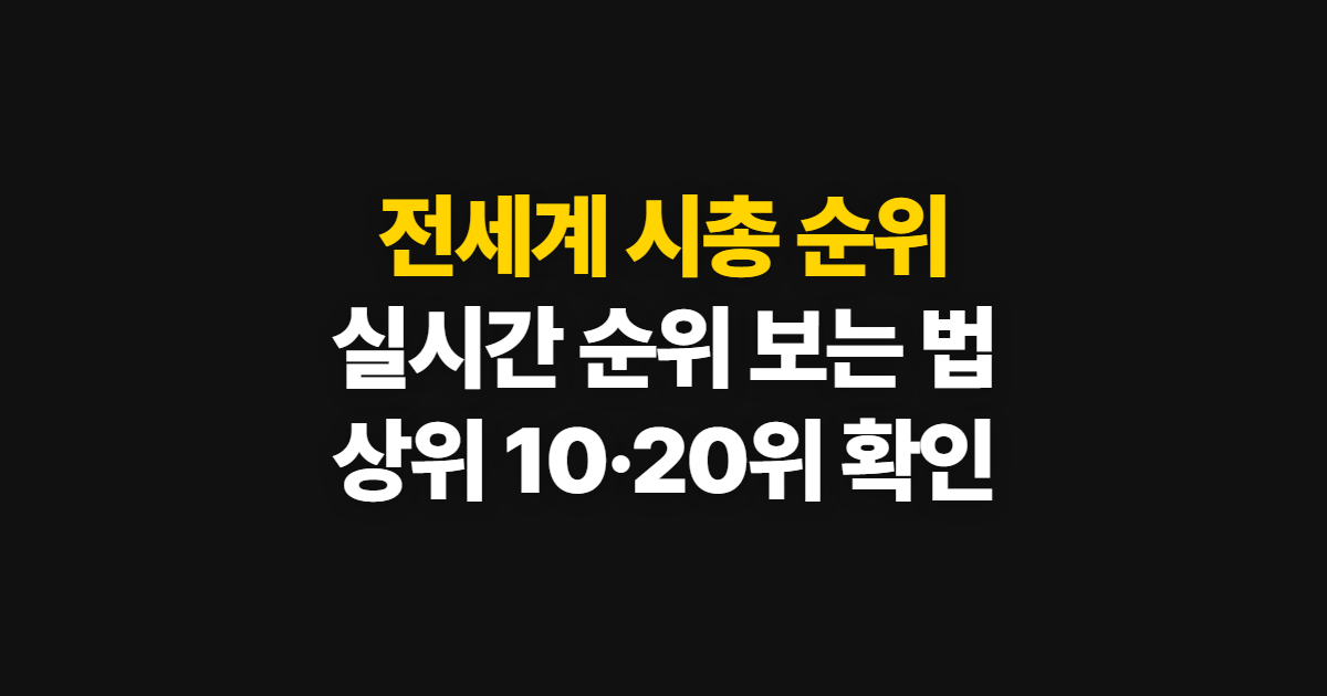 전세계 시총 순위, 실시간 100위와 상위 10·20위 찾는 법