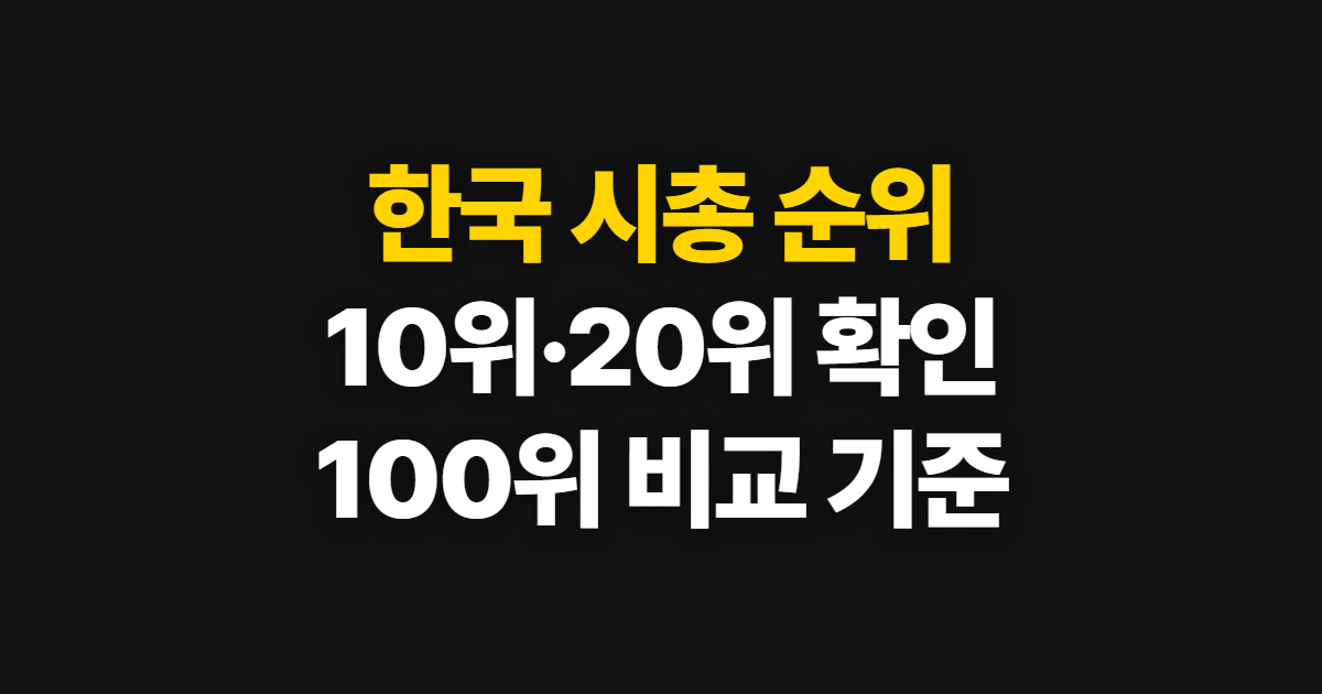한국 시총 순위, 10위·20위·100위 확인 기준과 비교 방법