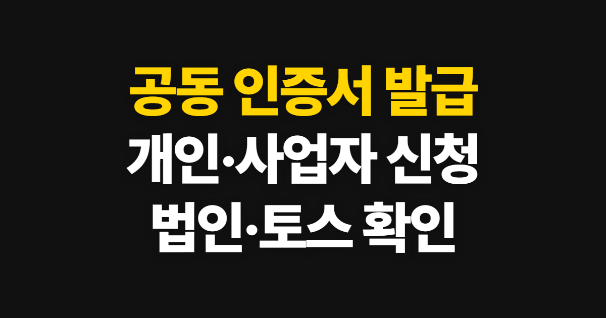 공동 인증서 발급, 개인·사업자·법인 신청 방법과 준비 사항