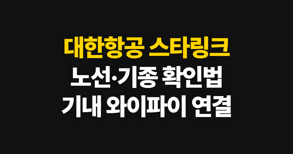 대한항공 스타링크 와이파이 무료 여부와 지원 항공편 확인 방법
