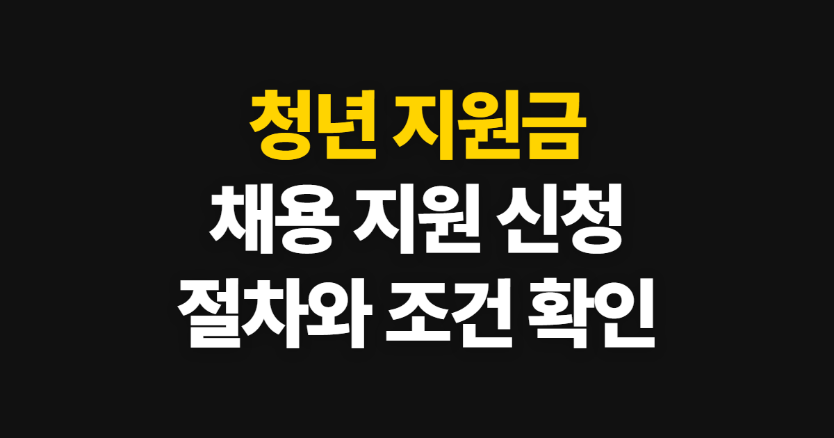 청년 지원금 종류와 조건, 채용 지원 신청 순서