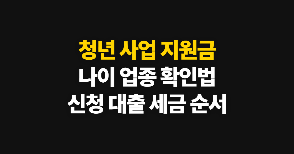 청년 사업 지원금, 나이·업종부터 신청과 대출·세금 확인 순서