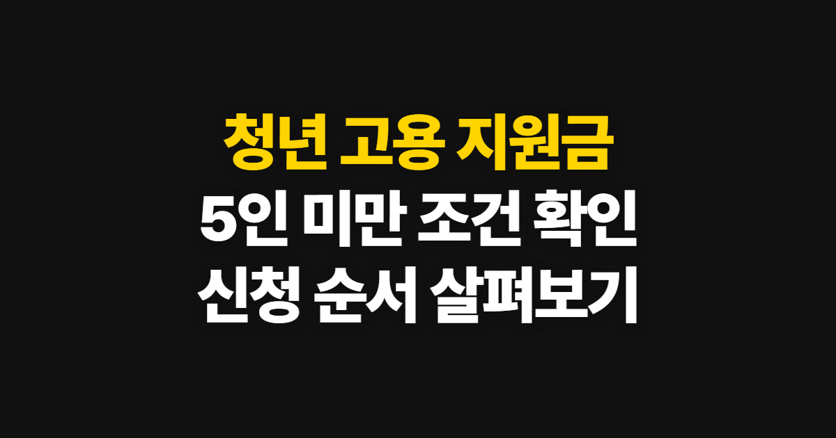 청년 고용 지원금, 5인 미만 사업장 조건과 신청 순서