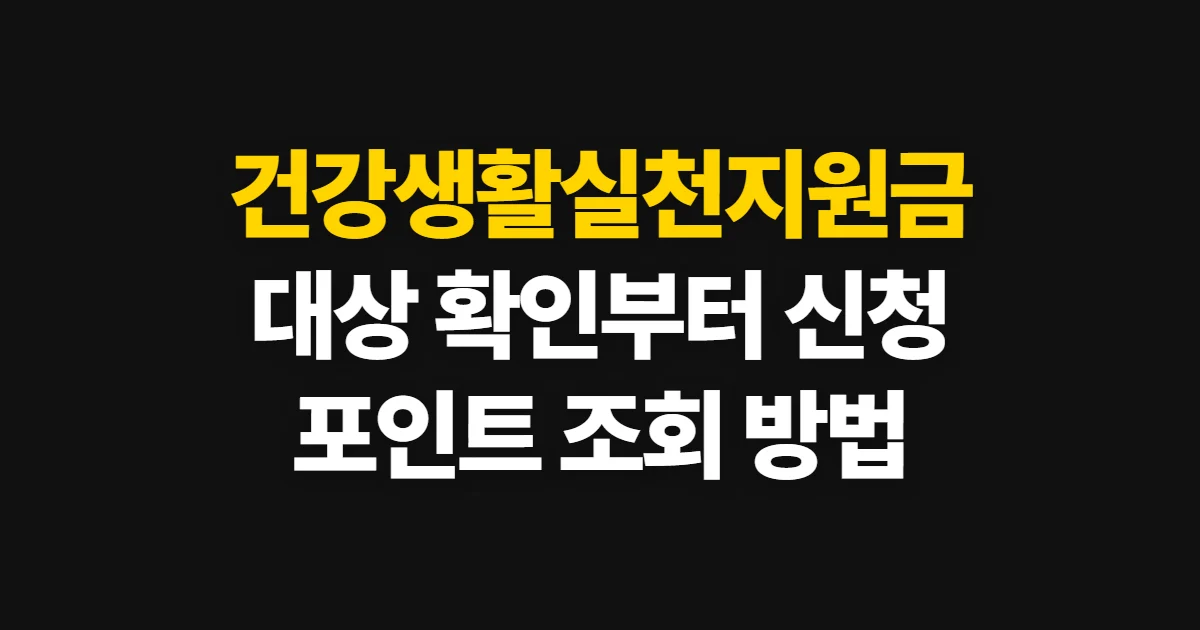 건강생활실천지원금, 대상 확인부터 포인트 조회까지