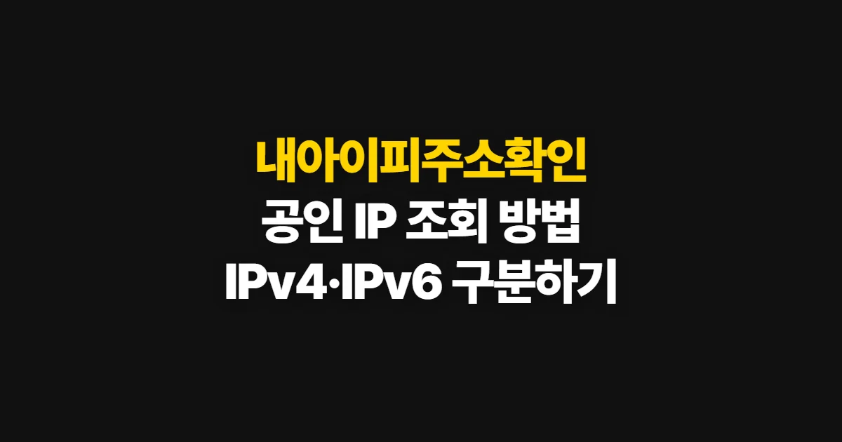 내아이피주소확인, 공인 IP 조회 방법과 IPv4·IPv6 구분