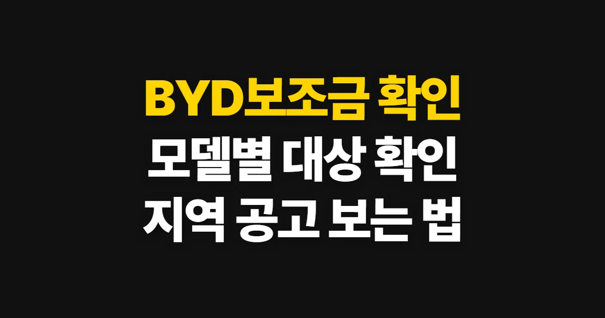 BYD보조금, 모델·지역별 금액과 신청 가능 여부 확인 순서