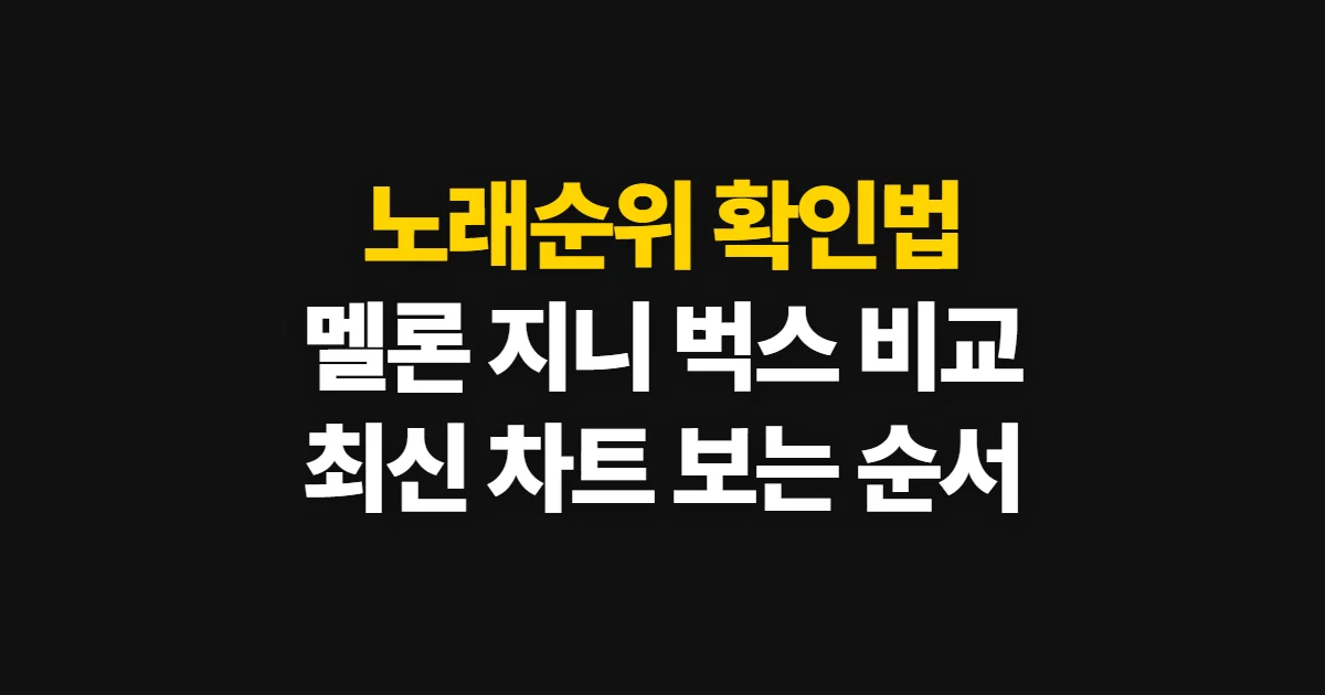 노래순위, 멜론·지니·벅스 최신 차트 비교 방법