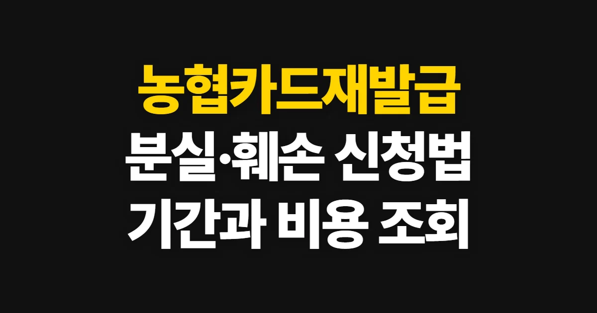농협카드재발급, 분실·훼손 신고부터 신청·조회까지