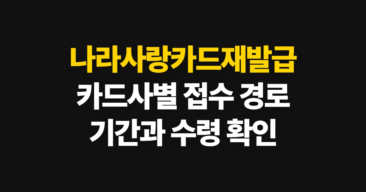 나라사랑카드재발급, 카드사별 신청 경로와 수령 확인법