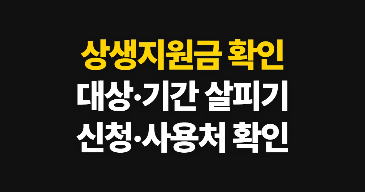 상생지원금, 대상·금액·기간·사용처 확인 순서