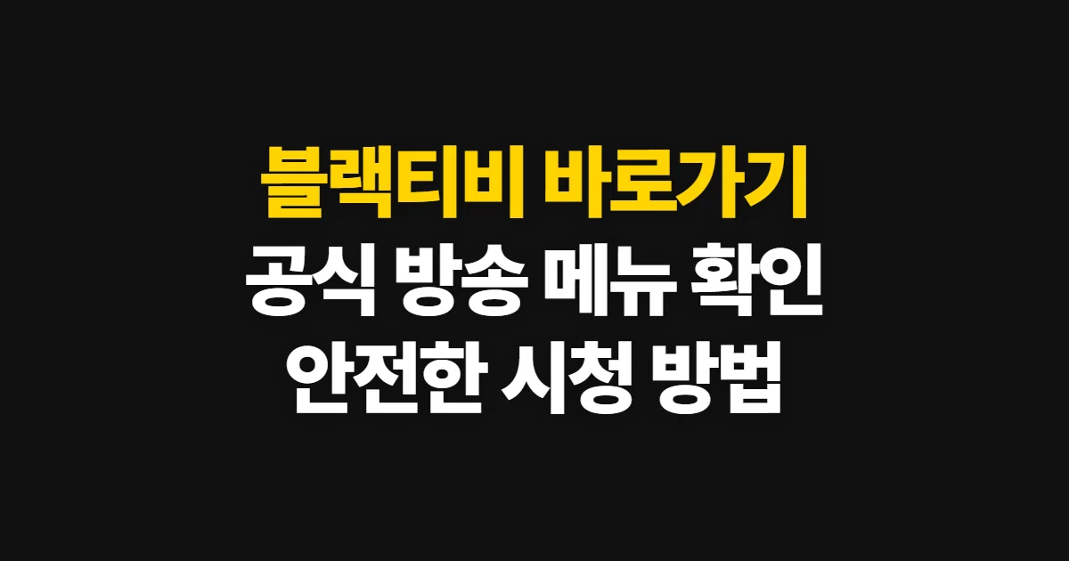 블랙티비 바로가기, 공식 방송 사이트와 시청 메뉴 확인
