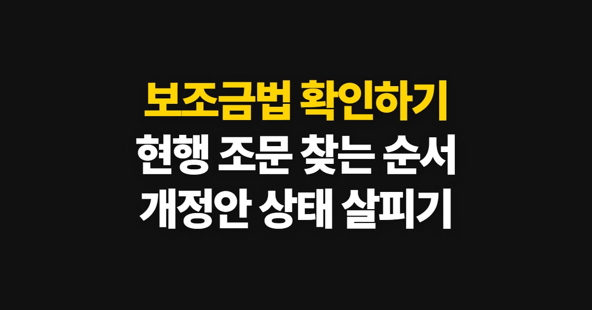 보조금법, 조문과 개정안 확인 순서