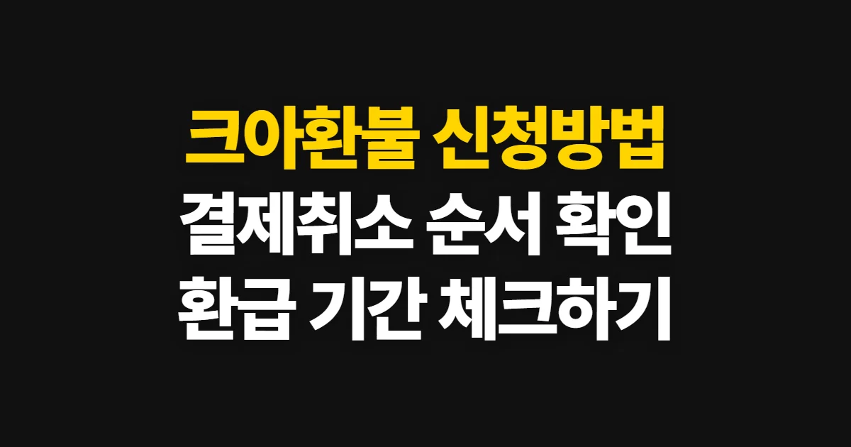크아환불, 결제 상품 신청 방법과 환급 확인 기준