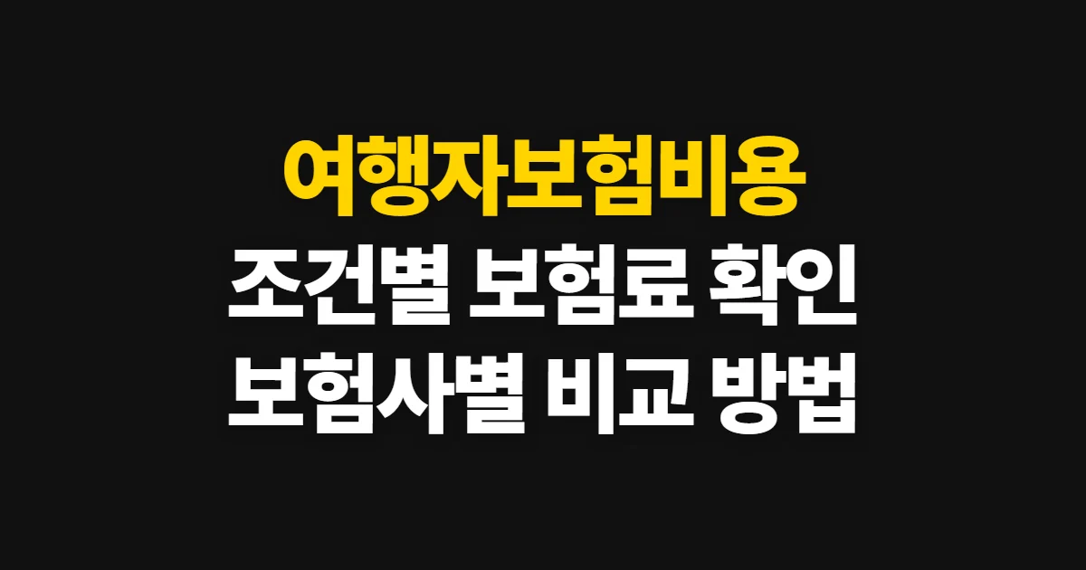 여행자보험비용, 여행 조건별 보험료 확인과 비교 방법